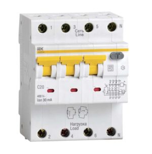 Выключатель автоматический дифференциального тока 4п (3P+N) C 25А 30мА тип A 6кА АВДТ-34 ИЭК MAD22-6