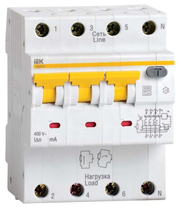 Выключатель автоматический дифференциального тока 4п (3P+N) C 32А 30мА тип A 6кА АВДТ-34 ИЭК MAD22-6