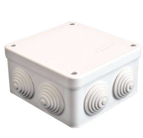 Коробка распределительная ОП 105х105х56мм IP54 7 выходов 4 гермоввода крышка на винтах бел. Epplast