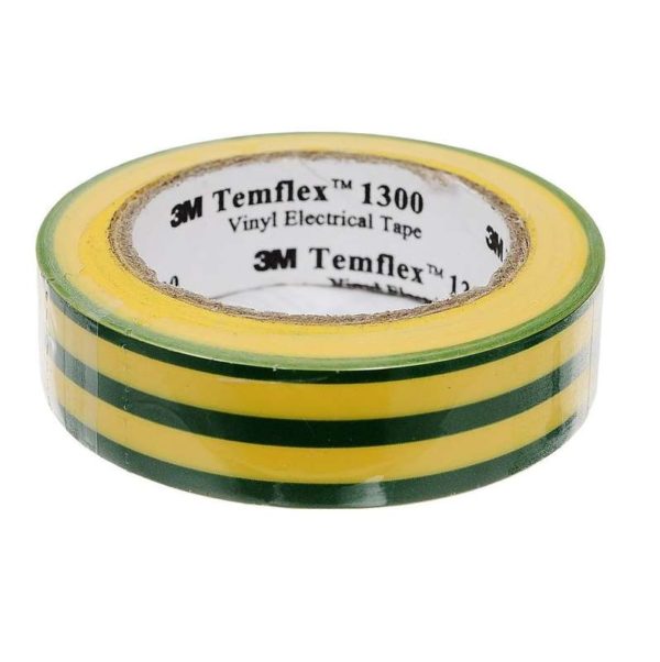 Изолента ПВХ 15мм Temflex 1300 жел./зел. (рул.10м) 3М 7100081324