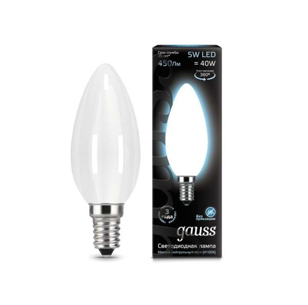 Лампа светодиодная Black Filament Свеча E14 5Вт 4100К OPAL Gauss 103201205