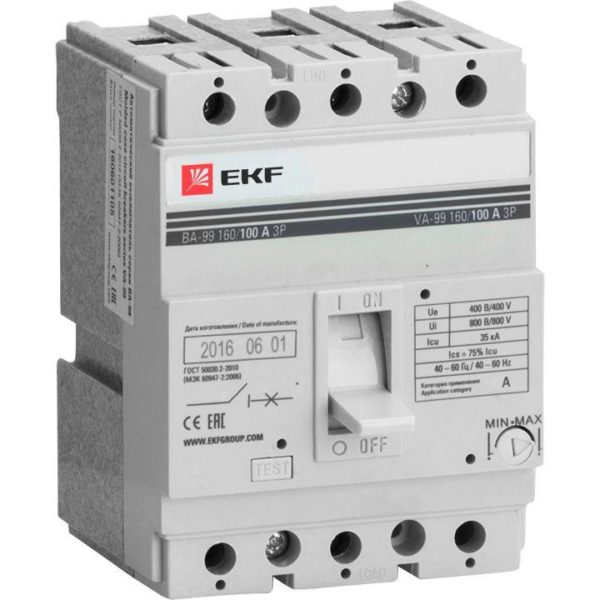 Выключатель автоматический 3п 160/50А 35кА ВА-99 PROxima EKF mccb99-160-50