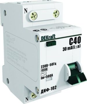 Выключатель автоматический дифференциального тока 2п (1P+N) C 10А 30мА тип AC 4.5кА ДИФ-102 2мод. Sc