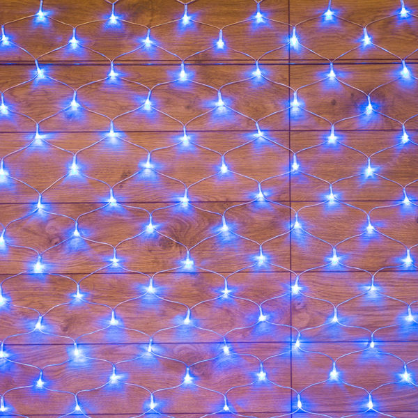 Гирлянда "Сеть" 1,5х1,5м, прозрачный ПВХ, 150 LED Синие