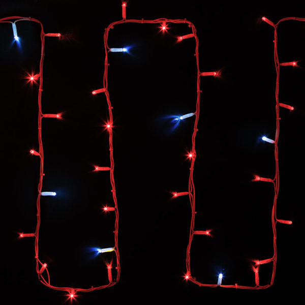 Гирлянда модульная  "Дюраплей LED"  20м  200 LED  белый каучук , мерцающий "Flashing" (каждый 5-й диод), Красная