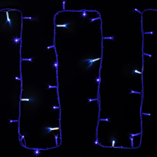 Гирлянда модульная  "Дюраплей LED"  20м  200 LED  белый каучук , мерцающий "Flashing" (каждый 5-й диод), Синяя