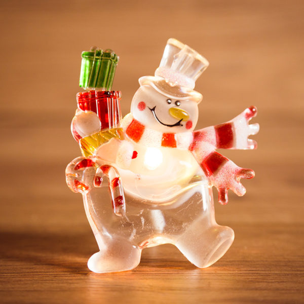 "Снеговик с подарком" RGB на присоске