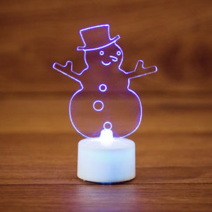 Фигура светодиодная на подставке "Снеговик в шляпе 2D", RGB