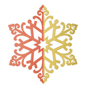Елочная фигура "Снежинка сказочная"  40 см, цвет красный/золотой