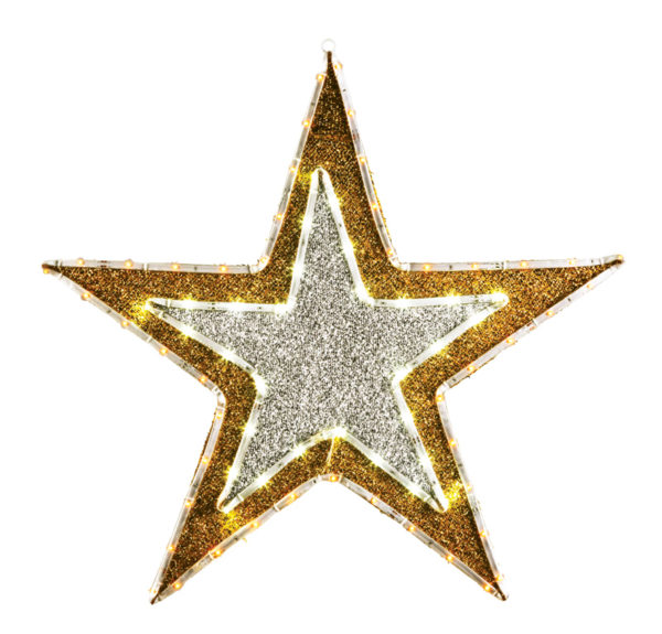 Фигура "Звезда" бархатная, с постоянным свечением, размеры 61 см (81 светодиод желтого+белого цвета)