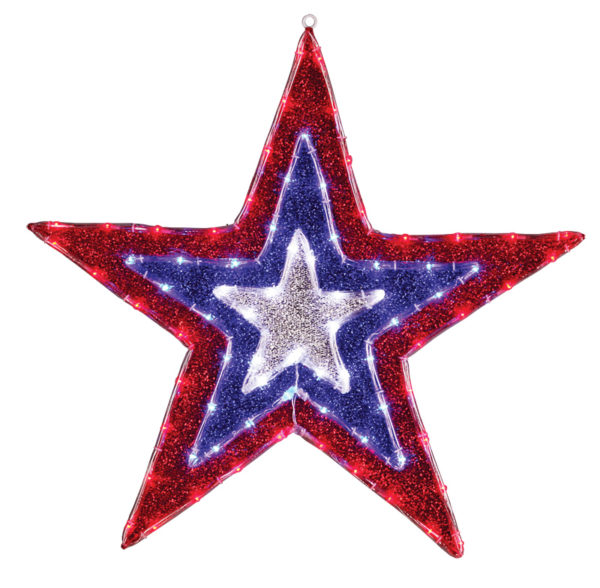 Фигура "Звезда" бархатная,  размеры 91 см (129 светодиод красный+голубой+белый цвета)