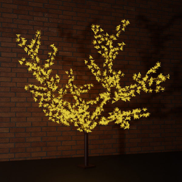 Светодиодное дерево "Сакура" высота 1,5м, диаметр кроны 1,8м, желтые светодиоды, IP 65, понижающий трансформатор в комплекте, NEON-NIGHT
